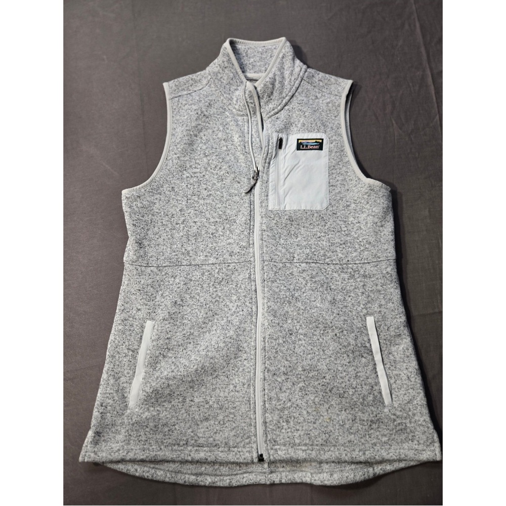 L.L. Bean Light Heather Gray Zip Fleece Vest